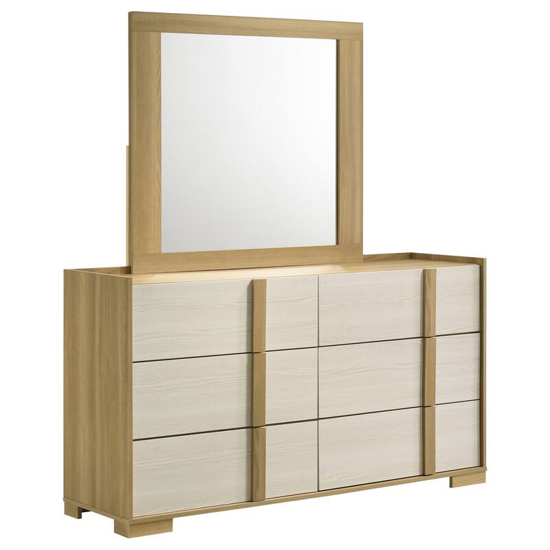 Hyland 6-drawer Dresser with Mirror Natural - Dresser With Mirror (Brown/White)