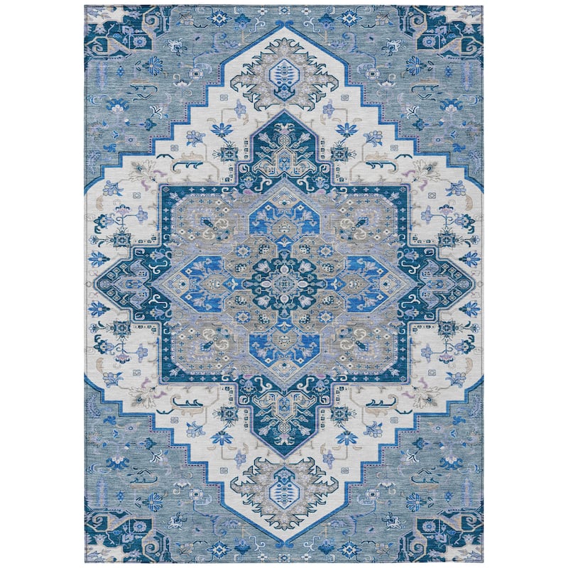 Machine Washable Indoor/ Outdoor Persian Traditional Chantille Rug