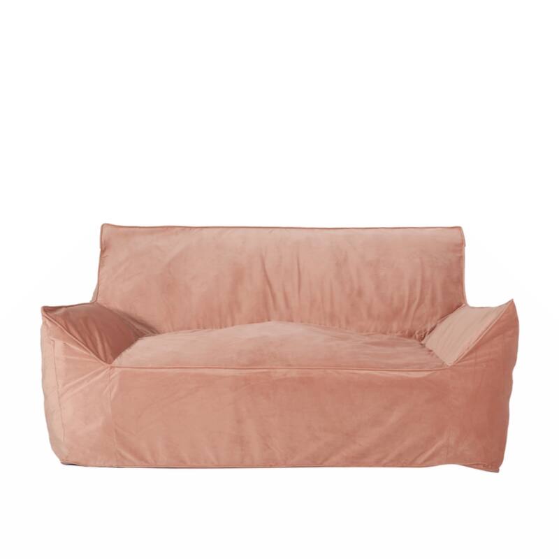 Fila Velveteen 2 Seater Oversized Bean Bag Chair with Armrests, Pink