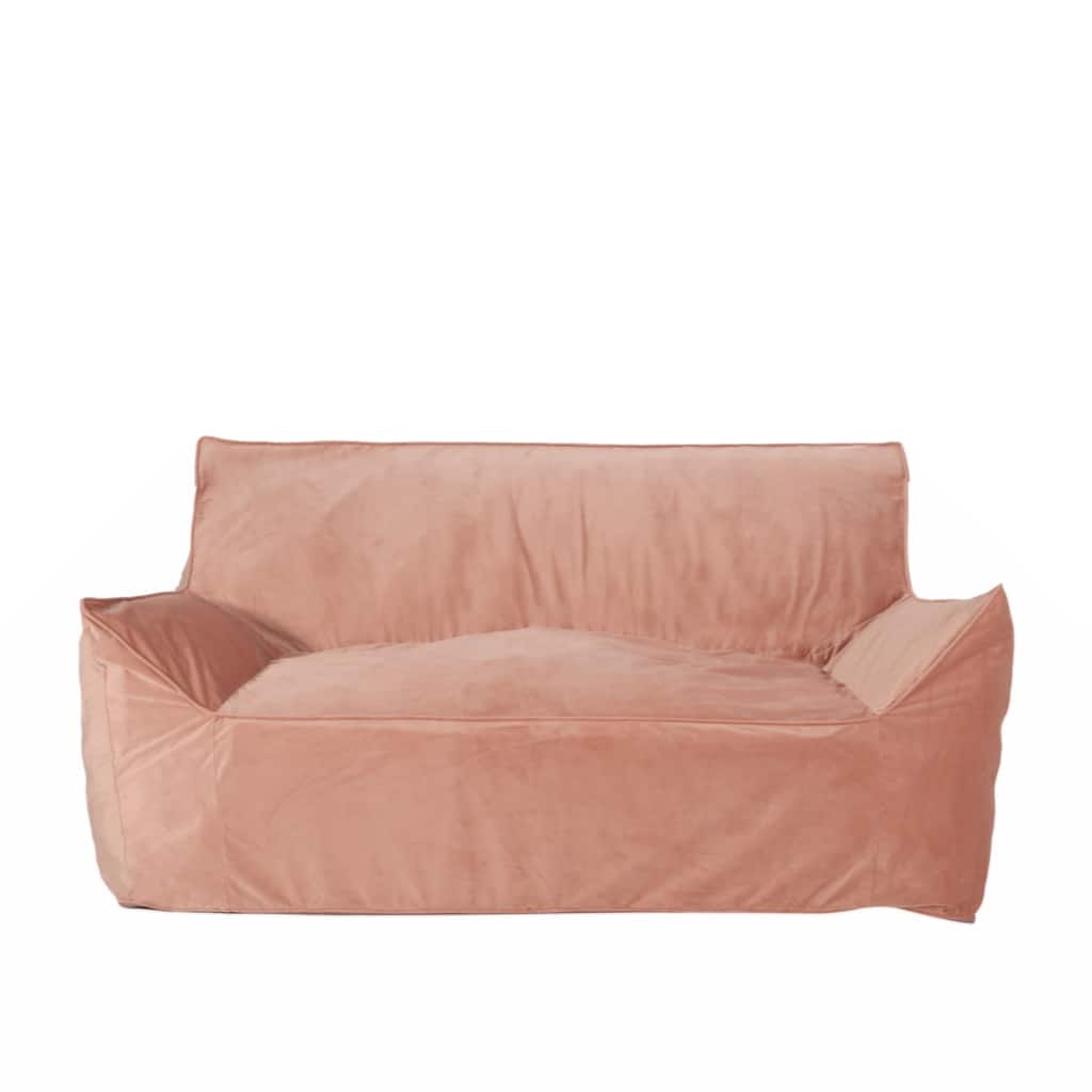 Fila Velveteen 2 Seater Oversized Bean Bag Chair with Armrests, Pink