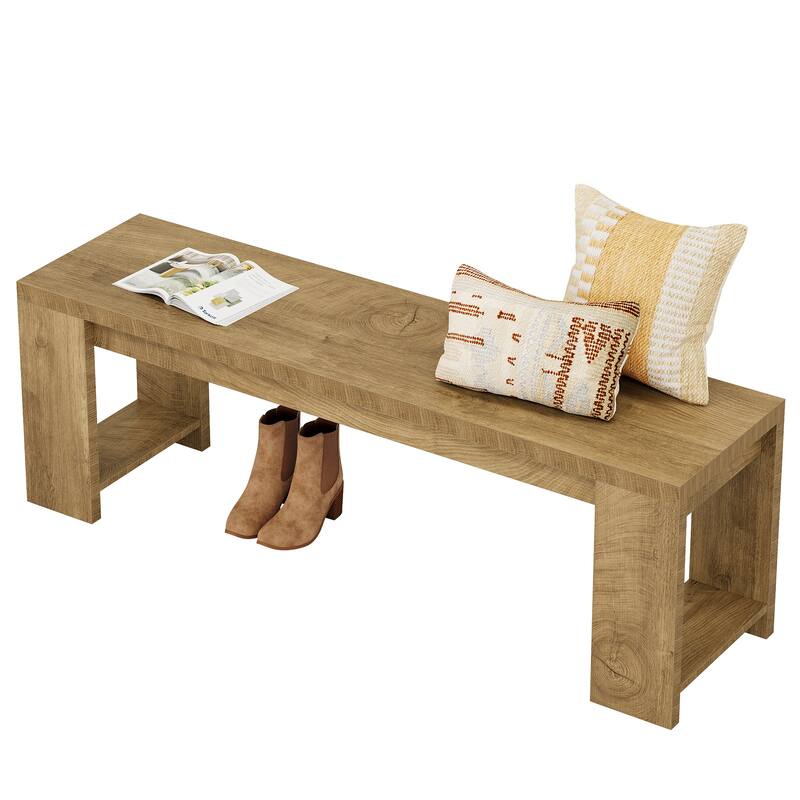 47.2" Wooden Entryway Bench, Modern Farmhouse Shoe Bench