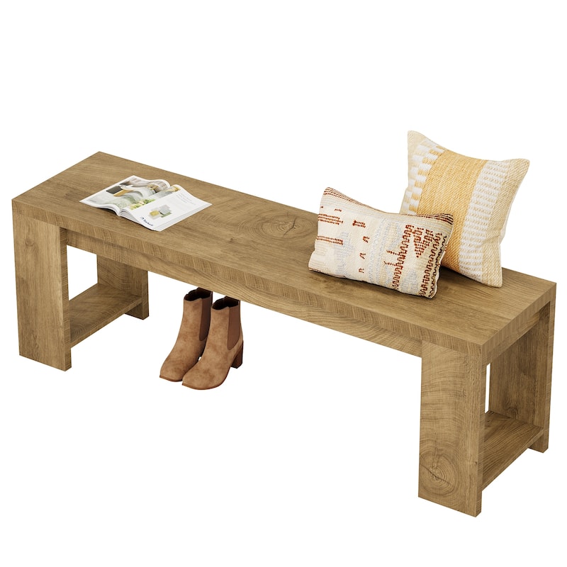 Farmhouse Wooden Entryway Bench, 47.2" Modern Shoe Bench