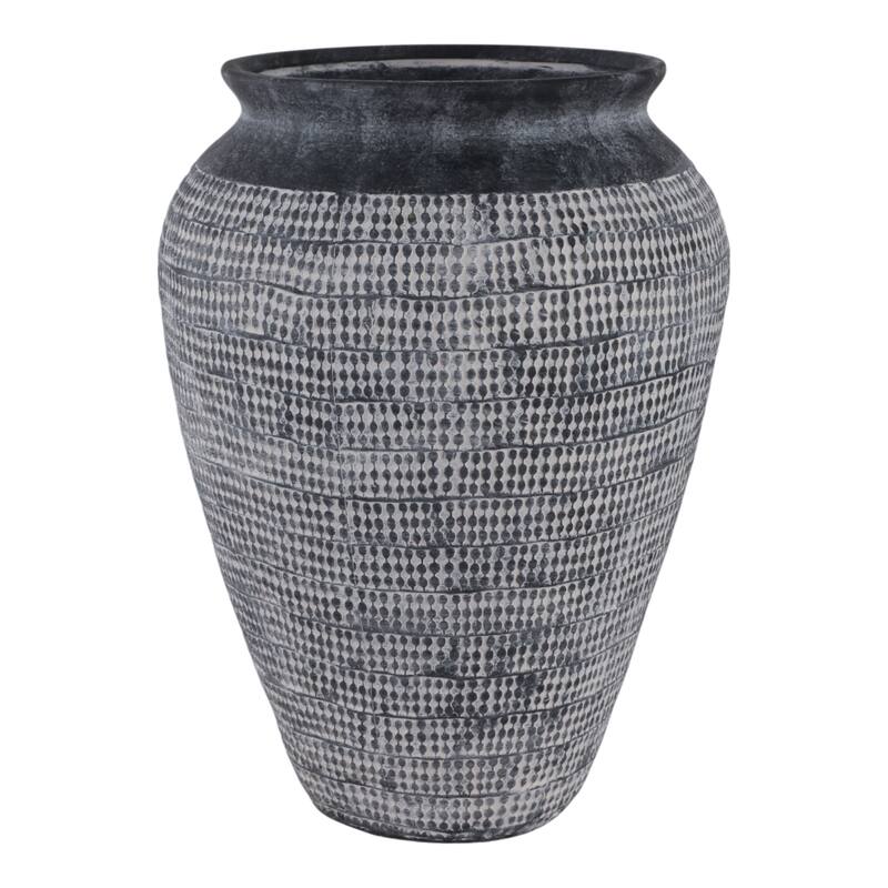 Ceramic Vase Textured Wide-Opening for Modern Decor - 16" Black - Black - 11.75" x 11.75" x 16"