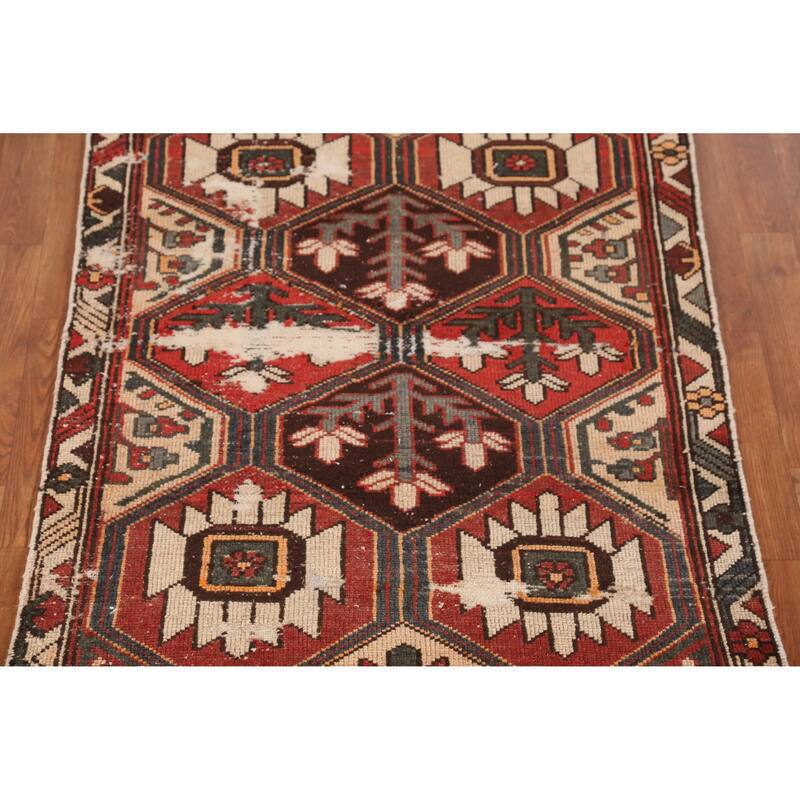 Hand Knotted Oriental 100% Wool Carpet Traditional Geometric Oranges & Rust Bakhtiari Area Rug - 6' 4'' X 3' 3''