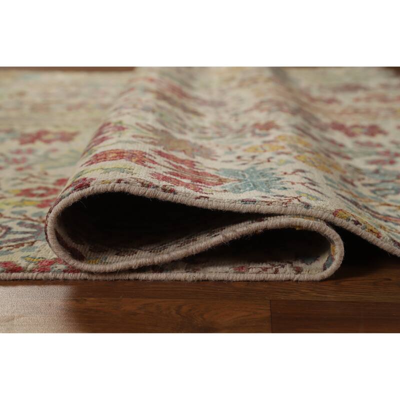 Hand Knotted Oriental 100% Wool Carpet Traditional All-Over Beige & Ivories Ziegler Area Rug - 7' 8'' X 5' 7''