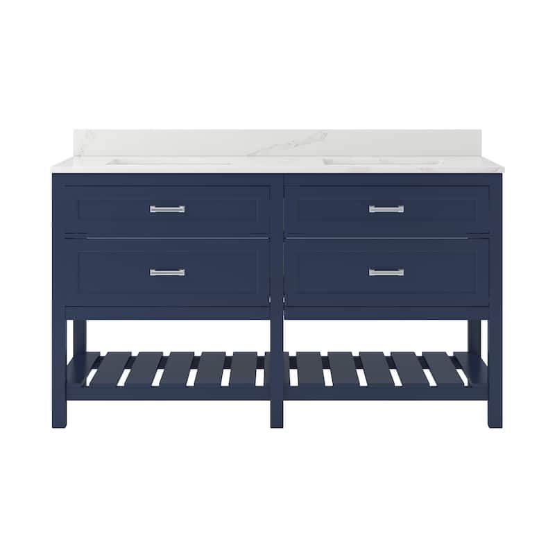 CRAFT + MAIN LSVT6122D-QCB Lawson 61" Free Standing Double Basin - Aegean Blue