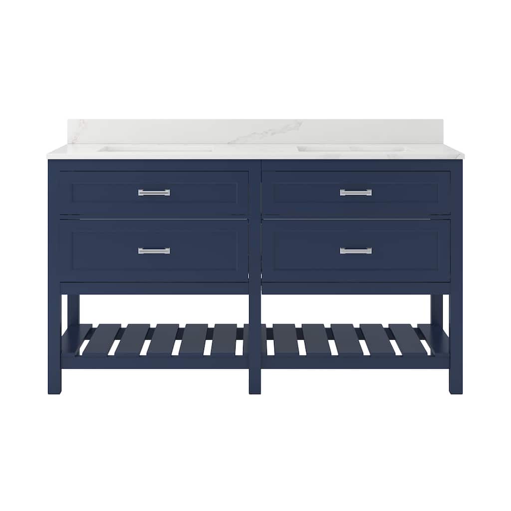 CRAFT + MAIN LSVT6122D-QCB Lawson 61" Free Standing Double Basin