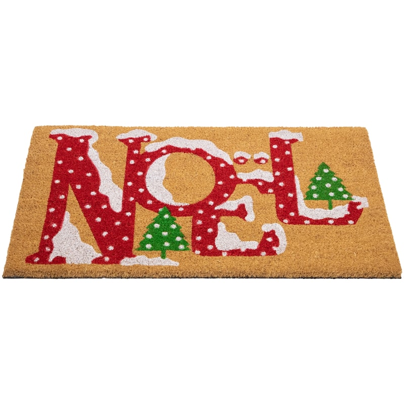 Brown and Red "Noel" Natural Coir Outdoor Christmas Doormat 18" x 30"