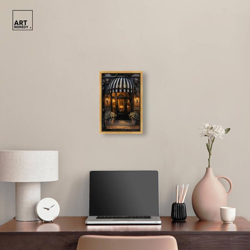 Elegant Night Time Store Visit Canvas by Art Remedy