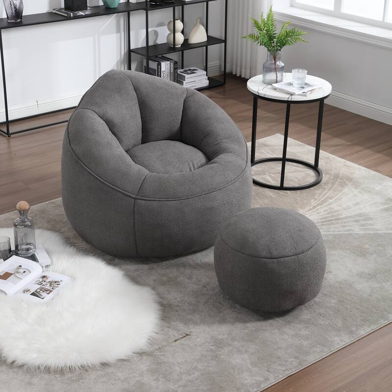 High Pressure Foam Bean Bag Sofa Chair with Footrest