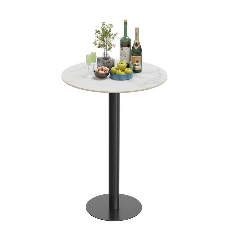 Round White Slate Top Heavy Duty Dining Bar Table