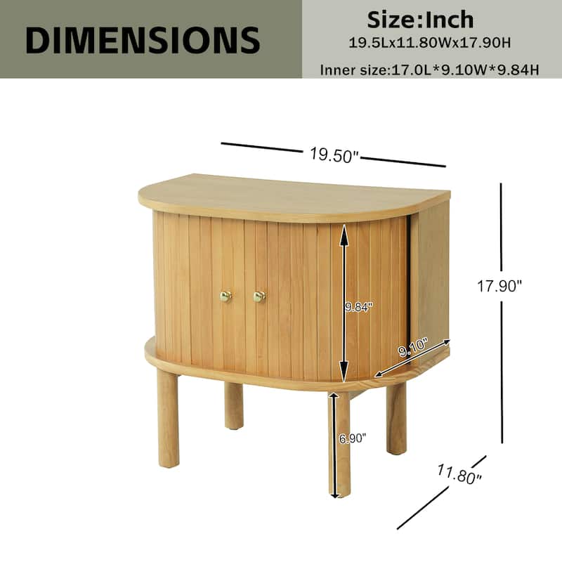 Christopher Knight Home - Farmhouse Solid Wood Semi-Cylindrical Nightstand with Sliding Slatted Doors