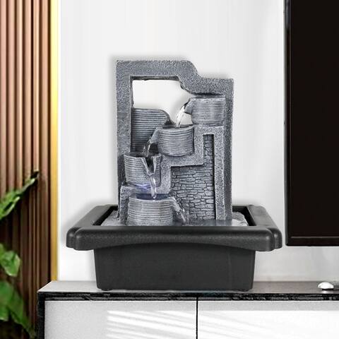 Tabletop Water Fountain with Led Light for Home