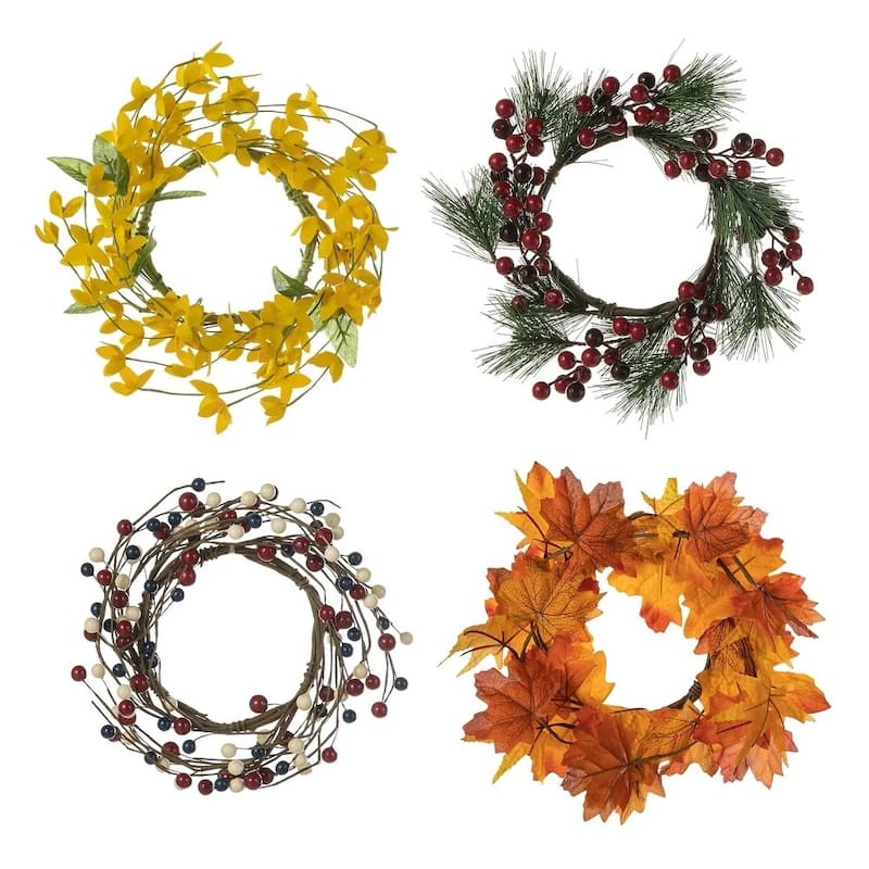 Glitzhome 60"H Fall Harvest Wooden Welcome Porch Sign with 4 Wreaths