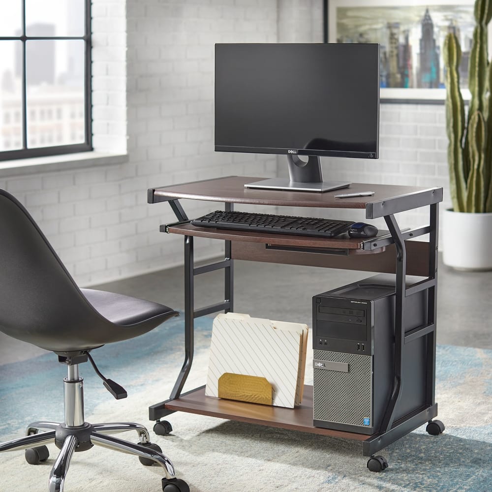 Porch & Den Florica Rolling Computer Desk Cart