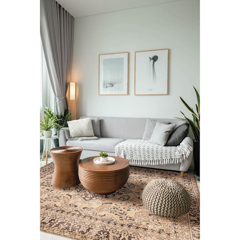 ECARPETGALLERY Hand-knotted Antalya Vintage Beige Wool Rug - 7'7 x 10'4