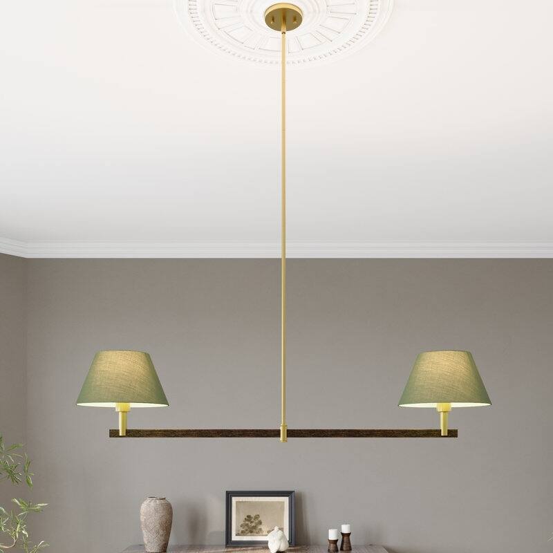 Acroma - 2 Light Gold Dimmable Lamp Shade Chandelier - N/A