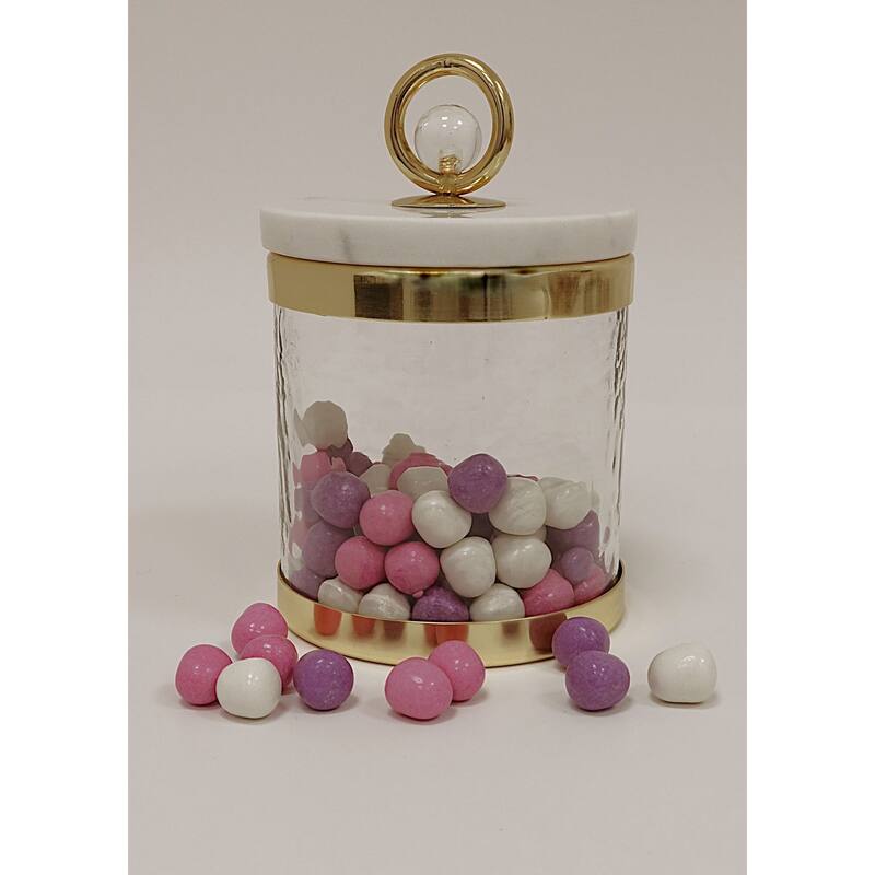 Canister with Marble Lid and Clear Ball Knob (3 Size Options) - Short 