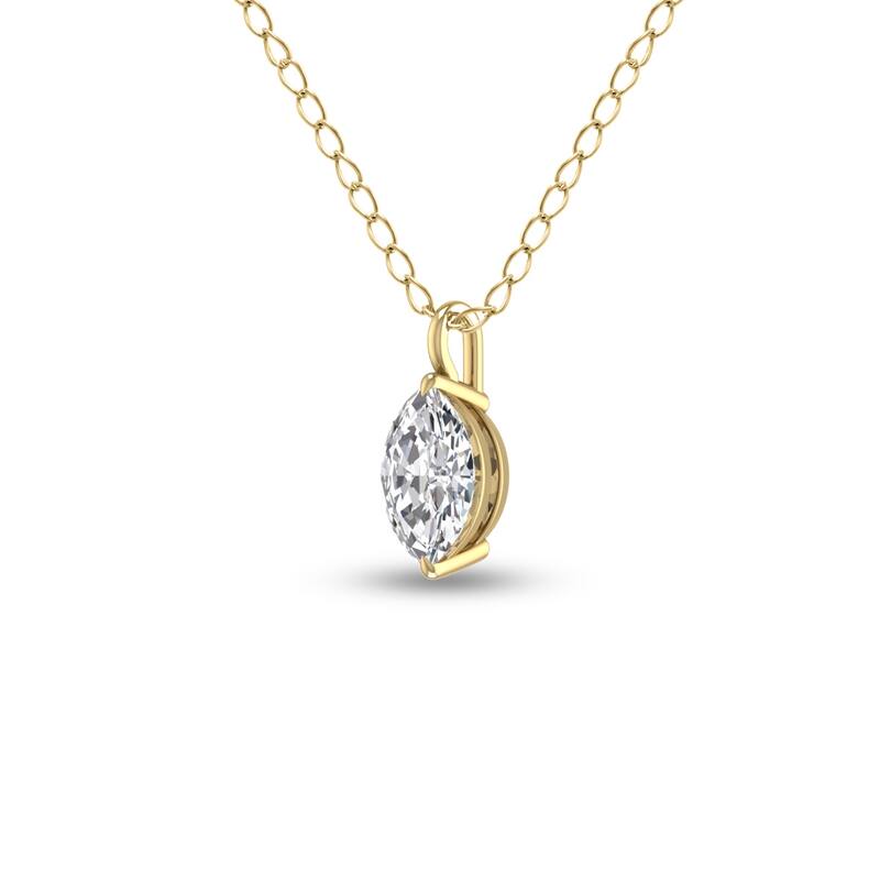 Marquee Lab Grown 1/2 Carat Marquise Solitaire Diamond Pendant in 14K Yellow Gold