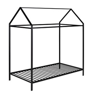 78x40" Metal Platform Bed Frame for Kids, Twin Size Kids Playhouse Bed, Twin Bed Frame, Adjustable Height, No Box Spring Needed