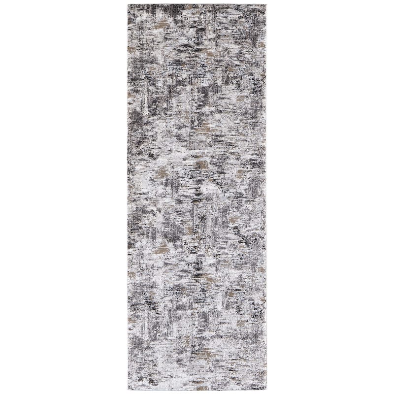 Grand Bazaar Kayden Machine Made Abstract Modern Area Rug - 2'10" x 7'10" - Ivory/Gray/Brown