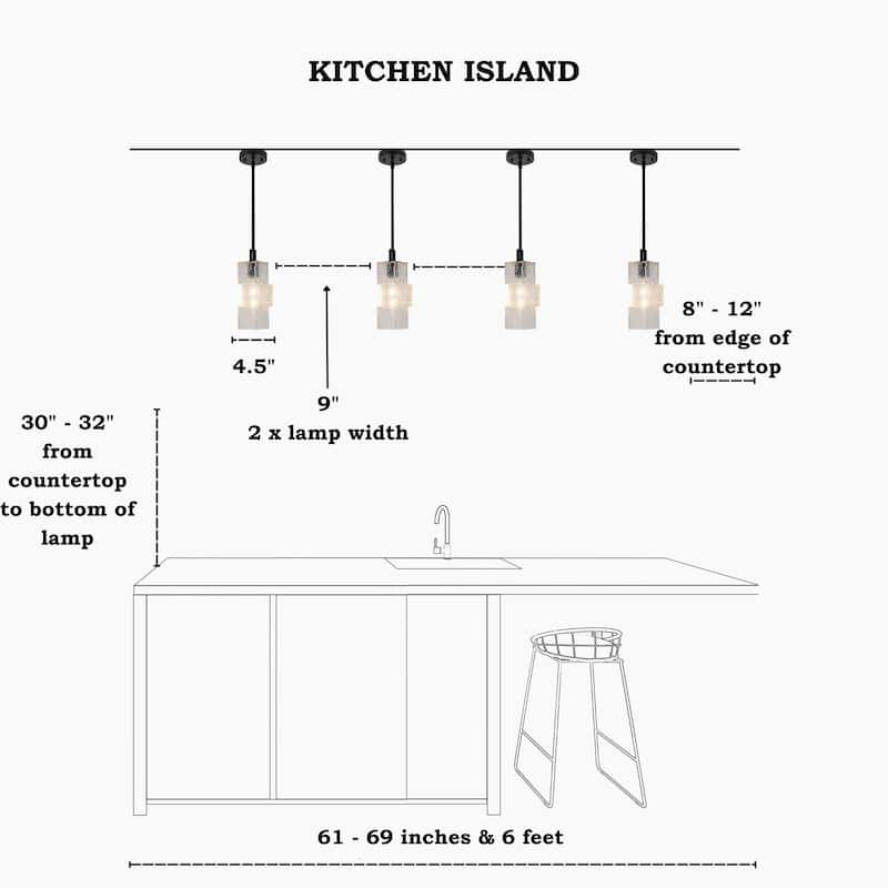 Modern Farmhouse 1-Light Kitchen Island Pendant Light Water Textured Rectangle Shade for Dining Room