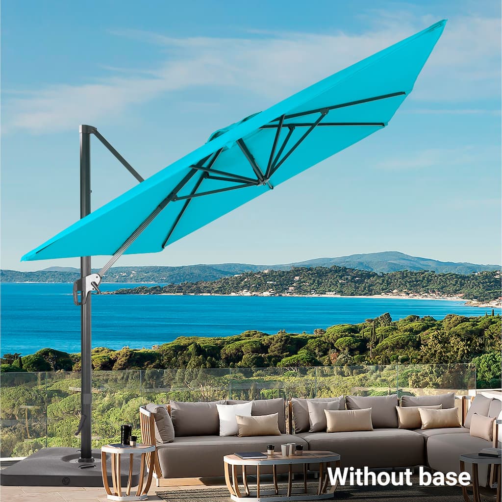 LIVOOSUN 11.5x9ft Rectangle Cantilever Patio Umbrella w/Cross Base