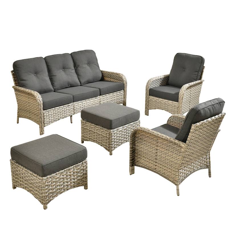XIZZI Outdoor Patio Furniture Conversation Set with Fire Table