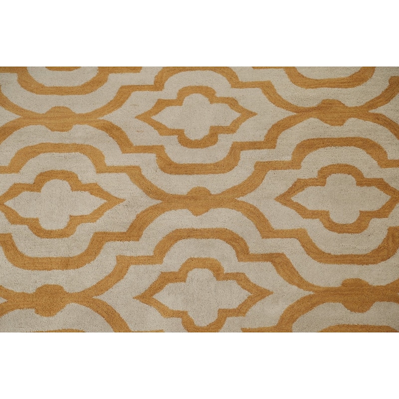 Contemporary Geometric Trellis Agra Oriental Wool Rug Hand-tufted - 10'0" x 10'0"