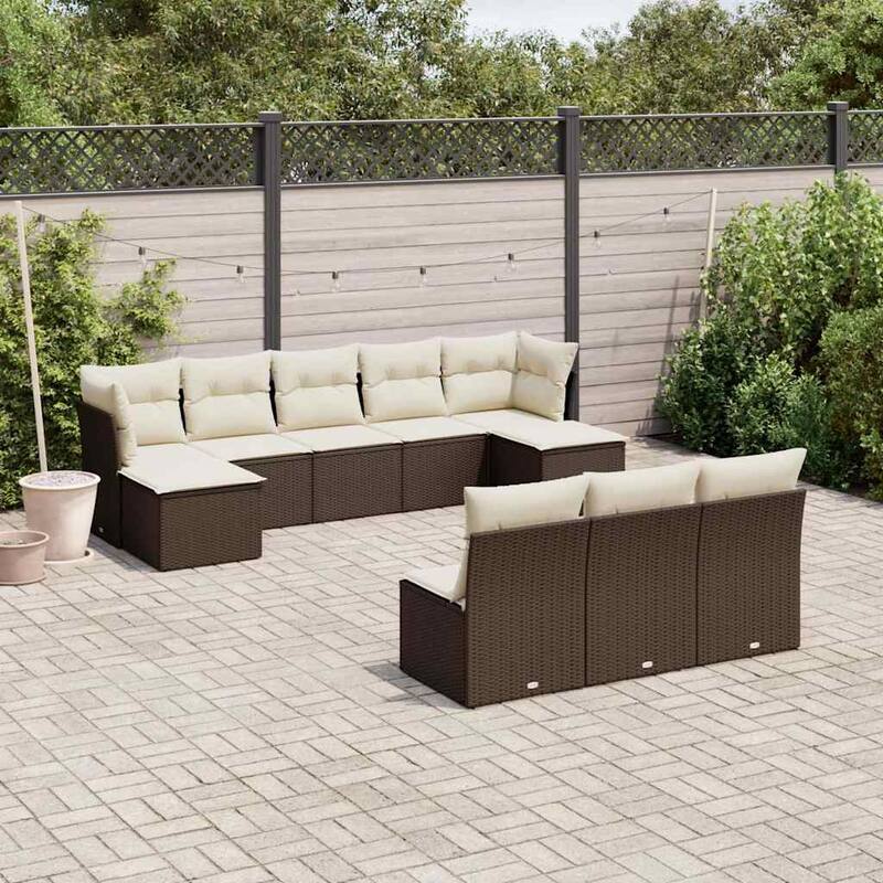 vidaXL Garden Sofa Set Brown PE rattan Modular Garden Sofa Set - 21.7 x 21.7 x 14.6
