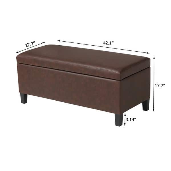 dimension image slide 0 of 5, Adeco Velvet Storage Ottoman Bench Rectangular Footstool Lift Top