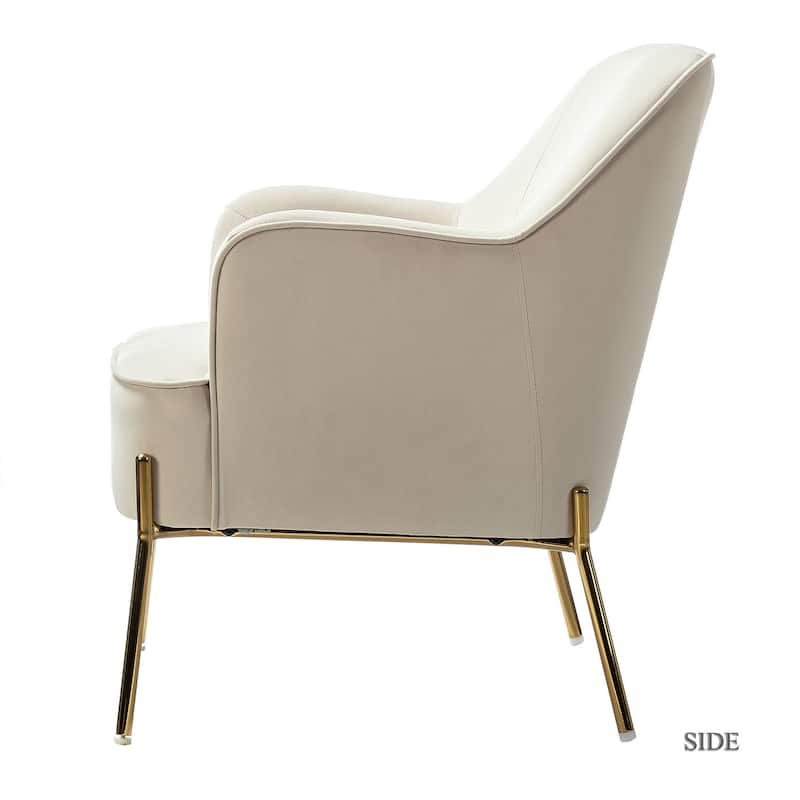 Barbara Modern Velvet Accent Chair for Bedroom with Metal Legs by HULALA HOME
