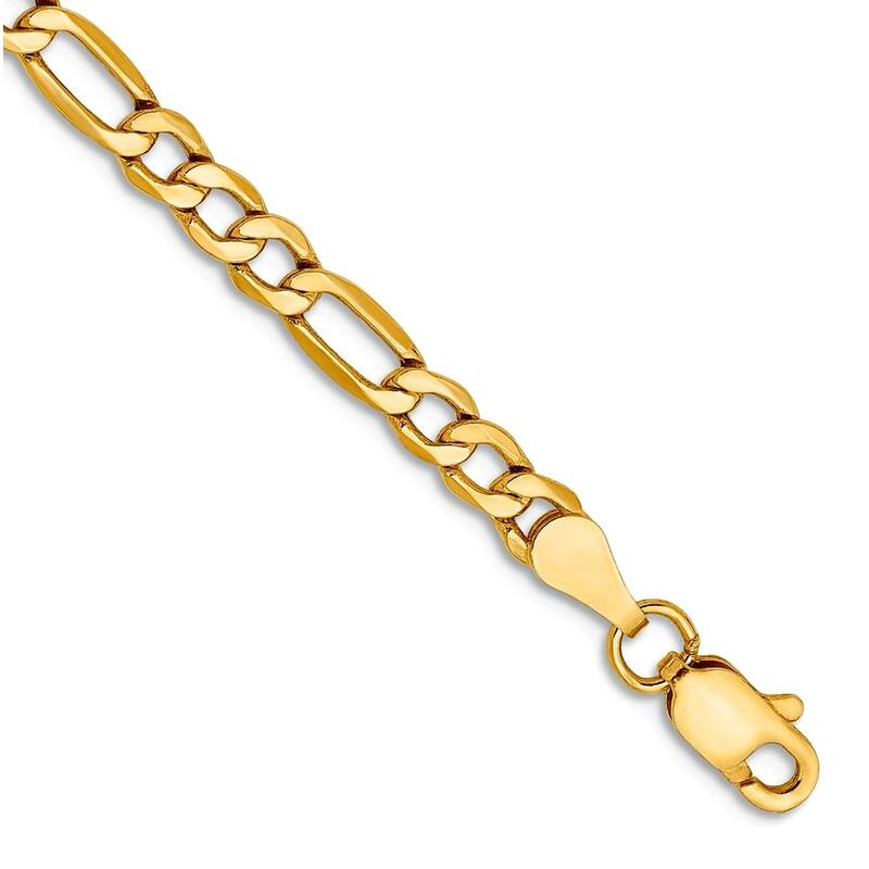 Curata Solid Yellow or White Gold 10" Classic Figaro Chain Anklet - 10k or 14k - 3mm sizes - 3.5 mm - Yellow - 14k