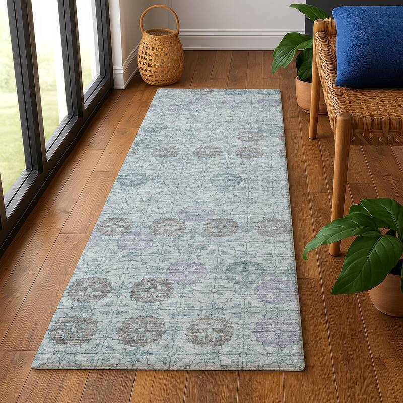 Premium Washable Super Soft Geo Mosaic Mayfield Rug - Teal - 2'3" x 7'6"