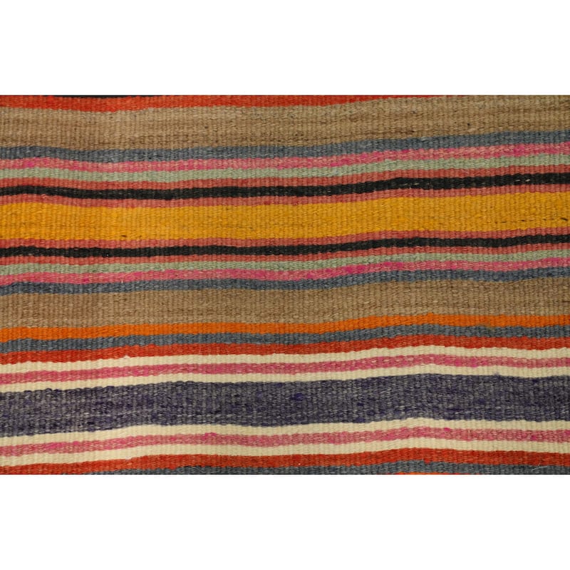 Hand Woven Oriental 100% Wool Carpet Southwestern Geometric Multi-Colored Kilim Area Rug - 8' 10'' X 4' 10''