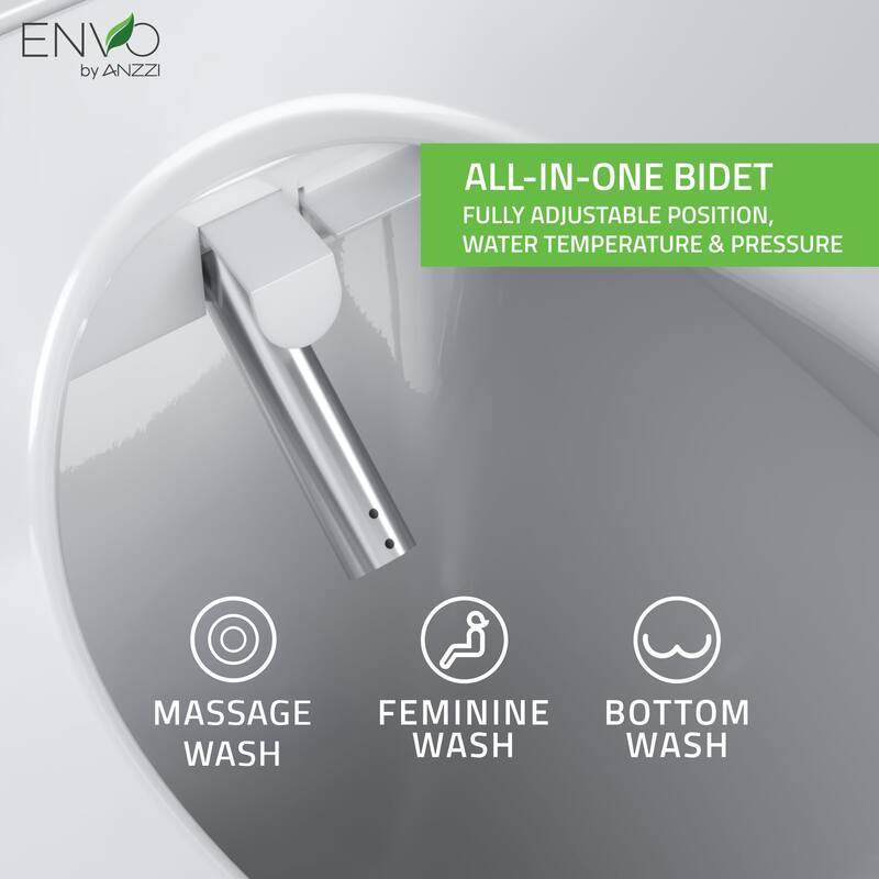Smart Bidet Seat with Auto Lid, Heated, Warm Water, Air Dryer, Self Cleaning, Lady Wash, Deodorizer, and Classic Remote