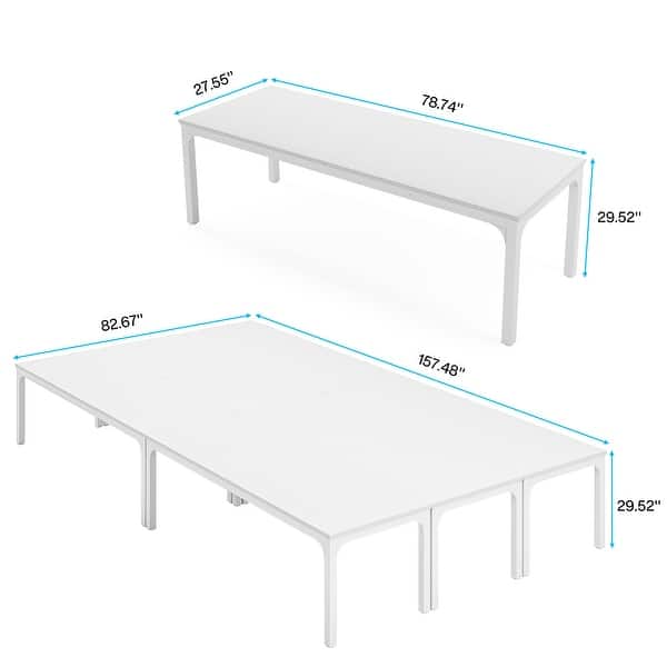 dimension image slide 6 of 9, 6.5FT Conference Meeting Seminar Business Table Set for 16-20 Person (Set of 6)