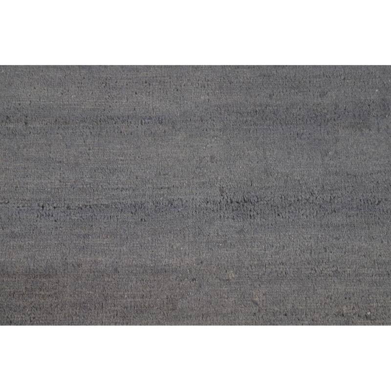 Gray Blue Gabbeh Modern Foyer Rug Hand-Knotted Wool Carpet - 3'7"x 4'9"