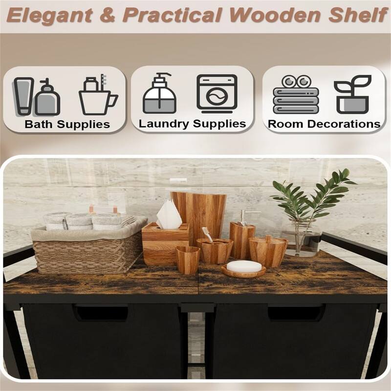 Laundry Hamper with Wheels - 27"L x 13"W x 31"H