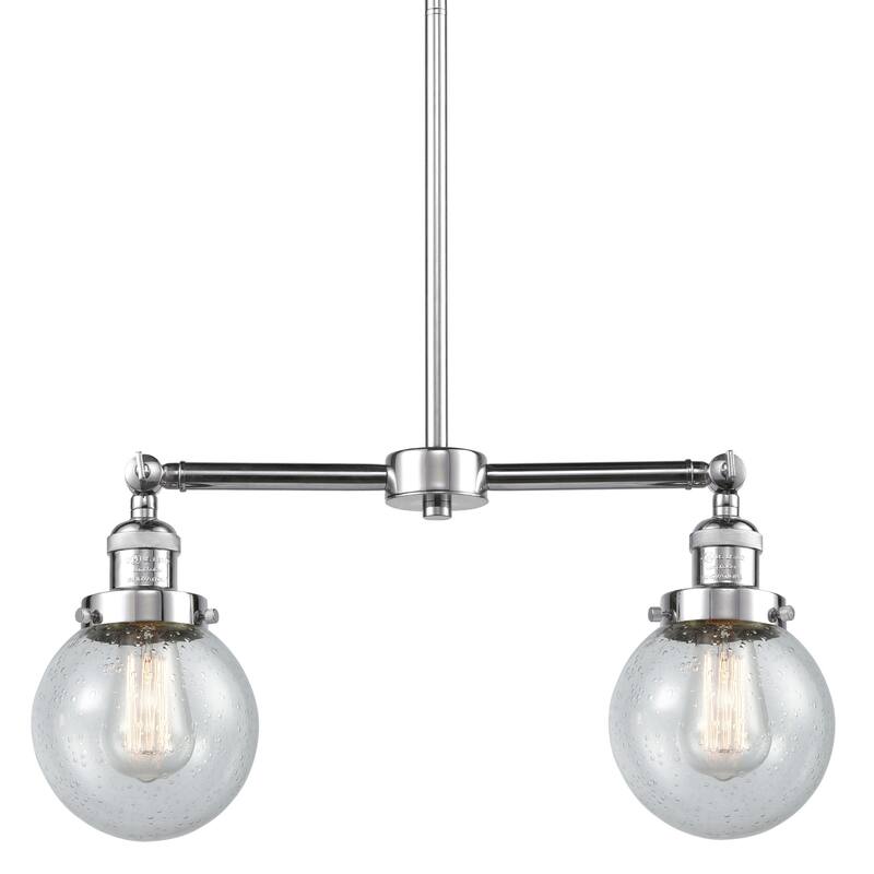 Innovations Lighting Beacon 2 Light 23" Wide Linear Chandelier - Polished Chrome / Seedy Globe