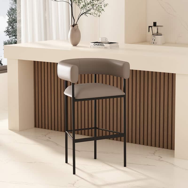 Onda Vegan Leather Metal Upholstered Barstool - Taupe