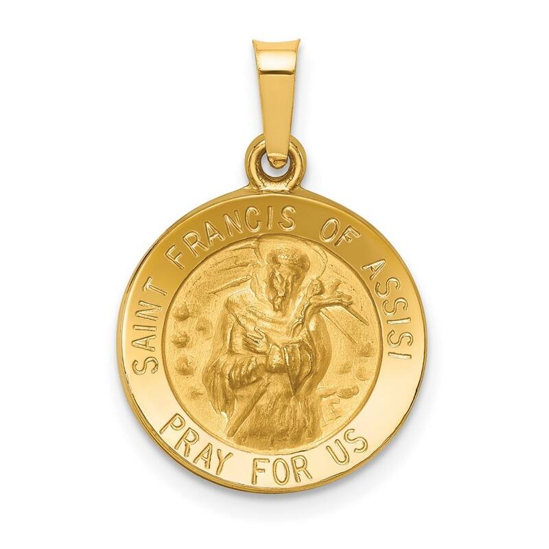 Curata 14k Yellow Gold 18" Satin St. Francis Of Assisi Medal Pendant Necklace