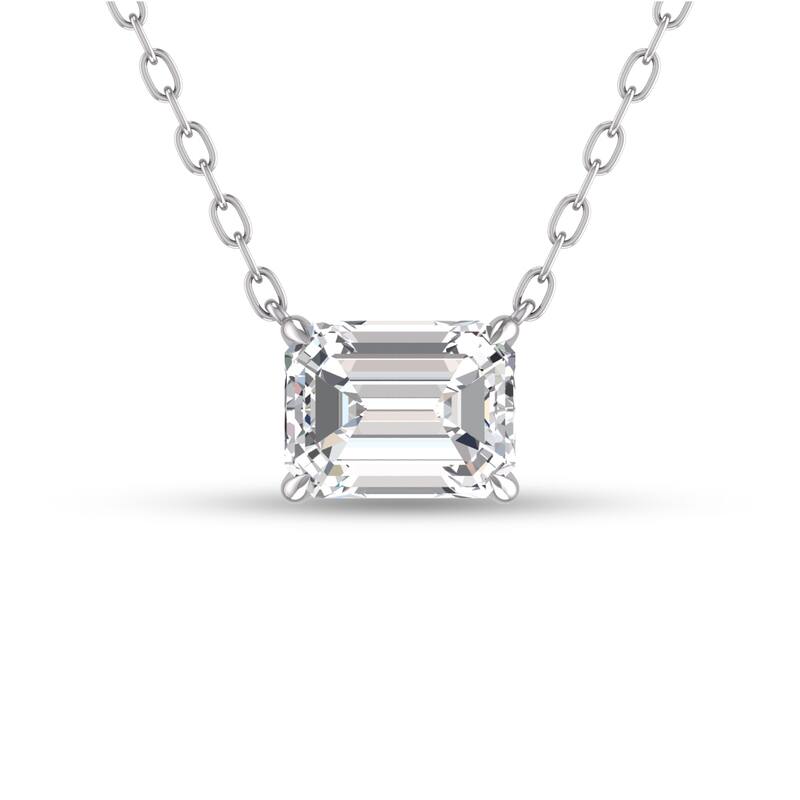 Marquee Lab Grown 3/4 Carat Floating Emerald Diamond Solitaire Pendant in 14K White Gold