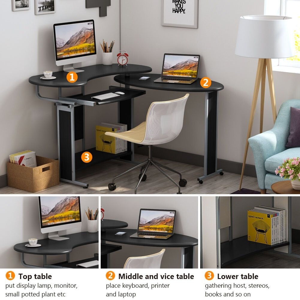 Shop L Shaped Computer Desk Rotating Modern Corner Desk Office