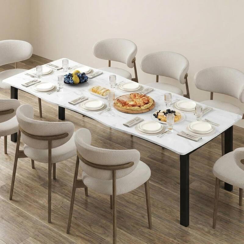 70.9 Inch Kitchen Dining Table Set for 6-8 for Dining Room, Kitchen, or Office (Only Table) - White