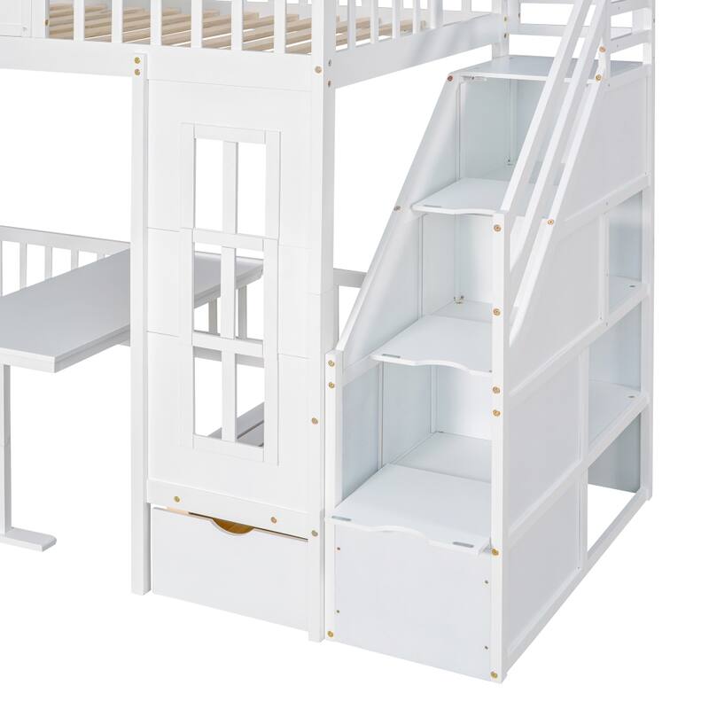 Twin over Twin Bunk Bed with Changeable Table