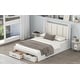 preview thumbnail 4 of 10, Full Size Solid Wood Platform Bed with Upholstered Headboard, Kids Bed Frame with 2-Storage Drawers for Bedroom, White