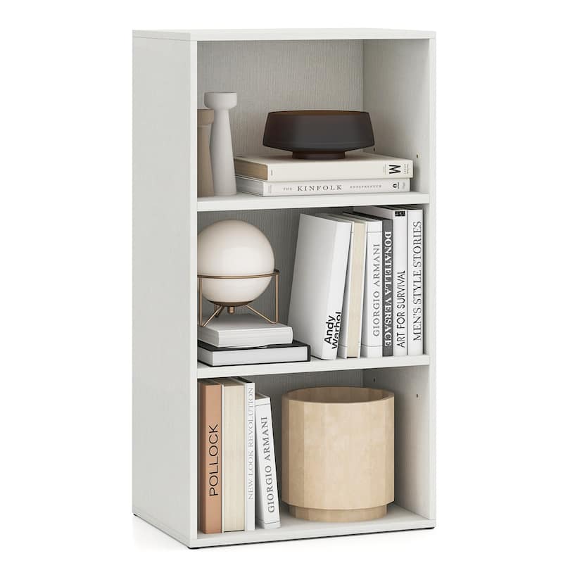 Gymax 3-Tier Cube Bookcase Modern Open Bookshelf w/ Adjustable Shelves - See Details - White - See Details