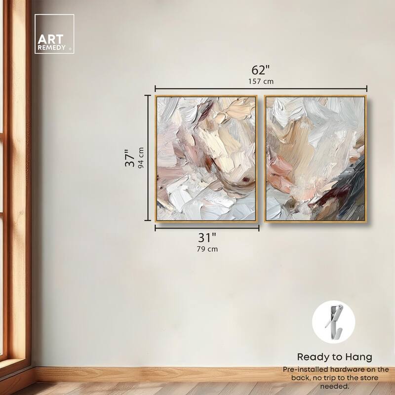 Running Horse Neutral I Canvas Set of 2 by Art Remedy