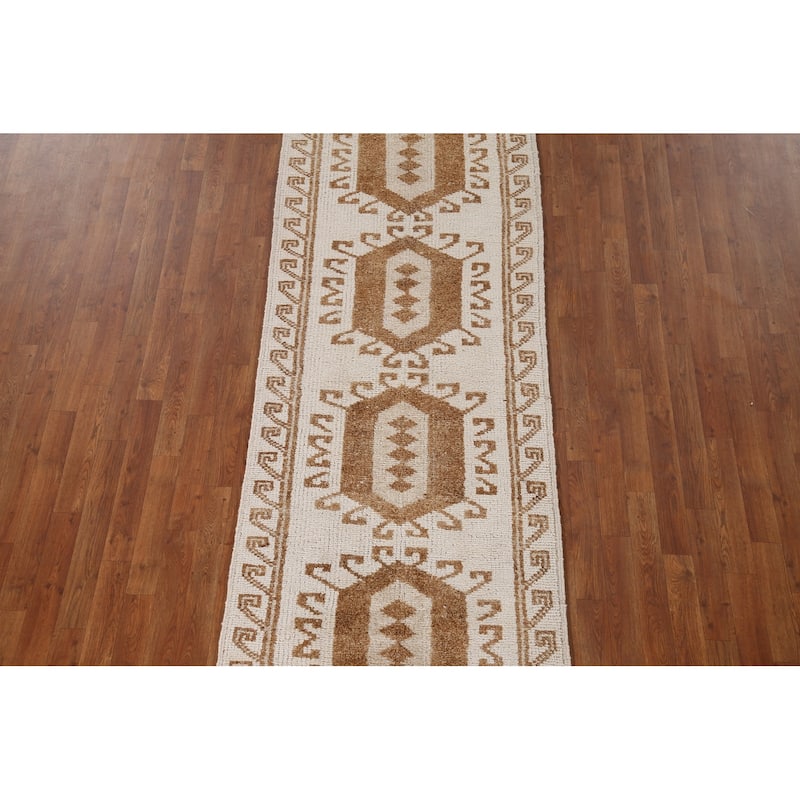 Tribal Anatolian Turkish Runner Rug Handmade Wool Carpet - 3'1"x 11'7"
